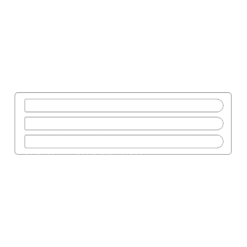 A rectangular outline contains three horizontal bars stacked vertically, each with a rounded right end and a flat left end, resembling a simplified menu or list icon—much like the organized arrangement of 8.5mm x 7.5mm Terminal Tags For Wieland (300 tags) within a tidy terminal block system.