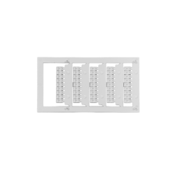 A white rectangular plastic stencil, identified as 8.5mm x 4.65mm Terminal Tags For Wieland (540 tags), displays five vertical rows of evenly spaced, small, raised oval bumps arranged in columns on a plain white background.