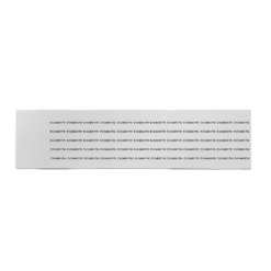 A long white rectangular strip with the word EYOASHTRI repeatedly printed in small black letters across the lower half, resembling 17mm x 8mm White Adhesive PVC Tags For Panel And Equipment Identification (1320 tags).