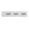 A white rectangular strip with three sets of bold black text reading EVO43070W ADHESIVE evenly spaced across the front, this is a 70mm x 30mm White Adhesive PVC Tag Suitable For Panels And Equipment (33 tags).
