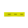 A rectangular yellow label, made from a 70mm x 30mm Yellow Adhesive PVC Tag Suitable For Panels And Equipment, features “EVO43070Y ADHESIVE” printed three times in black, evenly spaced across the label on a white background.