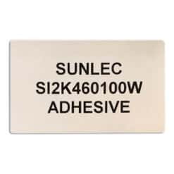 A yellow rectangular label, 100mm x 60mm, with adhesive backing, suitable for panels and equipment.