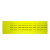 A long yellow rectangular label with multiple lines of repeated black text saying EVO1001Y on a plain white background.