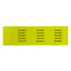 A yellow sheet with ten small rectangular labels, each printed with the code EVO1067Y in black text, arranged in two rows of five labels each.