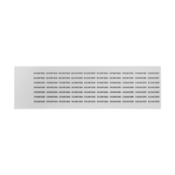 A white rectangular label sheet with multiple small labels, each displaying the code EVO40728W in black text, arranged in neat rows.